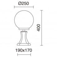 Borne classique Cast IP43 E27 - base noir ou blanc - boule ronde blanche diamètre 300 mm - extérieur_1