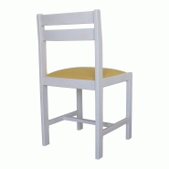 Lot de 2 chaises Aradis en hêtre massif - blanc et jaune - fabrication française - assise garnie mousse polyéther_1