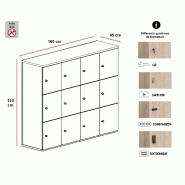 Meuble avec 12 casiers - Mobel Linea - A clé, 4 x 3 cases_1