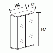 Armoire 2 portes verre 3 étagères (L : 100 cm x P : 42 cm x H : 147 cm) So Laroya_1