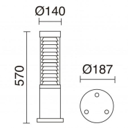 Borne extérieure Maxima Plus - IP55 - IK08 - 20W - anthracite - Hauteur 593 mm - 3000K - 2880 lumens_1