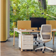 Bureau 2 personnes Ogi W - MDD - Non, Blanc, Bouleau clair, 120 x 121 cm_1