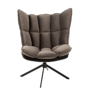Fauteuil relax pivotant Pietra - tissu gris foncé métallisé avec piètement étoile en métal noir_1