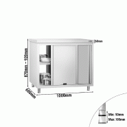 Meuble bas inox central traversant passe-plat P 600 mm -_1