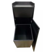 Meuble poubelle snack en bois noir - trappe pivotante - roulettes avec frein - bac 75L inclus_1