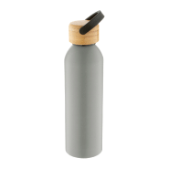 Bouteille en aluminium - 600 ml - avec couvercle en bambou - couleur gris - poids 150 gr_1