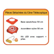 Cône de chantier temporaire pliable en nylon avec bandes classe 2 et kit LED - K5a / 500 mm_1