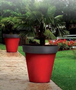 Grand pot rond déco bicolor - 3 hauteurs et diamètres disponibles - 21 coloris - Polyéthylène - Fabrication française_1