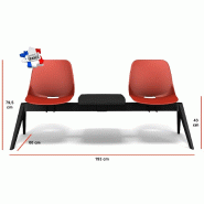 Poutre d'accueil BAKEA - Sokoa - Rouge, 2 places + 1 tablette_1