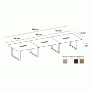 Grande table de réunion rectangulaire X7- Officity. - Blanc 9010, Wenge, 480_1