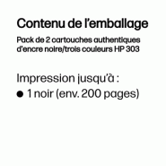 Pack de 2 cartouches authentiques d'encre noire/trois couleurs HP 303_1