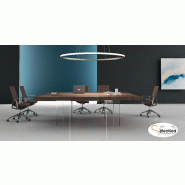 Table de réunion carrée Kyo avec pieds verre - Martex - Noyer_1