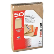 Pochette kraft 260x330x30mm avec bande adhésive - paquet de 50 enveloppes en papier kraft_1