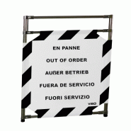 Barrière d'intervention 1 panneau - rayé Noir / Blanc (En panne) / 1000 / INOX 304_1