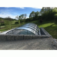 Abri piscine bas basci / télescopique / manuel / en aluminium et polycarbonate_1