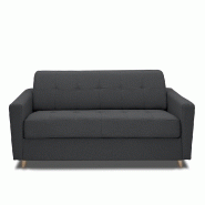 Canapé MEZZANO convertible express - Matelas 16 cm - Sommier métal 140 cm - Tissu tweed gris graphite - Design scandinave_1