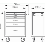 Servante d'atelier Storage HUB E72 - 66 cm avec 6 tiroirs robustes - 1472K6_1
