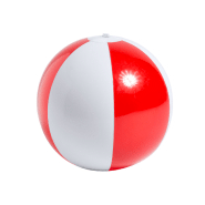 Ballon de plage gonflable - ø28 cm - 6 panneaux bicolores en PVC - Rouge - Taille dégonflée 370 mm_1