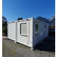 Bureau modulaire double avec sanitaires inclus - Modules CONTAINEX 20' isolés et équipés - 2 modules de bureau avec WC et douche_1