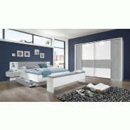 Lot de 2 tiroirs de lit 160 cm Vironi - Blanc et béton - Design moderne et pratique_1