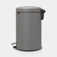 Poubelle à pédale NewIcon 12 litres - Mineral Concrete Grey - Brabantia - Petite taille, pédale en acier inoxydable, couvercle anti-odeurs et système anti-basculement_1