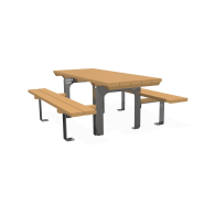 Table d'extérieur personnalisable en acier inoxydable - Référence MUB7 - Avec bancs et gravure sur mesure_1