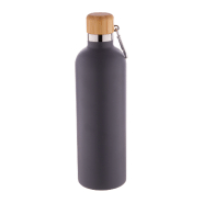 Thermos - isotherme double paroi en acier inoxydable avec couvercle en bambou et mousqueton - 500 ml_1