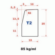 Bordure de trottoir T2 - Classe T - Longueur 1 m - Béton - SEAC_1