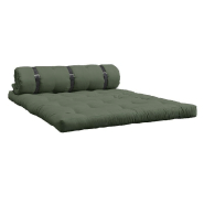 Canapé futon convertible Buckle-Up - couleur vert olive - matelas épais 140x200 cm_1