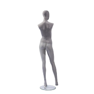 Mannequin femme Vintage - tête et buste en lin gris - jambes en fibre de verre gris_1