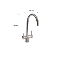 Robinet 3 voies col de cygne MF métal brossé - Eau mélangée et filtrée - Garantie 2 ans_1