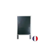 Chevalet stop trottoir - Bois gris avec porte affiche alu format A1 - Dimensions 106 x 62 cm - Référence : LSTFA1G_1
