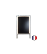 Chevalet stop trottoir en bois - 90 x 55 cm avec éclairage LED - Référence : LSTF49GRCE+LED_1