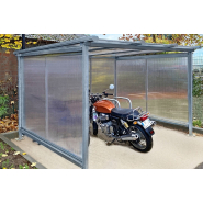 Abris 2 roues à toit plat pente arrière - Série AP - Sur mesure pour vélos et motos_1