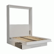 Armoire lit escamotable KOMPACT VIARDO SOFA - canapé blanc mat tissu gris - couchage 140x200 cm - ouverture assistée_1