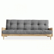 Canapé 3 places convertible Indie - Style scandinave - Futon gris granit - Couchage 130x190 cm - Karup_1