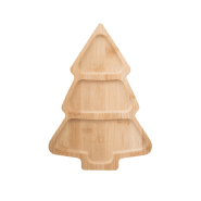 Assiette apéro Noël en bambou - Forme de sapin - Couleur naturelle - 200g_1
