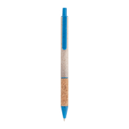 Stylo bille écologique en paille de blé avec grip en liège naturel - Encre bleue - Couleur bleu_1