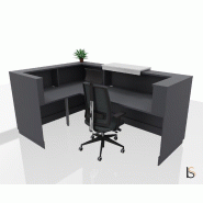 Banque d'accueil d'angle Delta Plus avec réhausse - Mobel Linea - 184, Blanc mat, Droite, Non, Anthracite_2