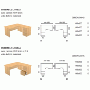 Bureau compact 90° avec caisson intégré - Quadrifoglio - 160, Gris, Droite, 3 tiroirs_1