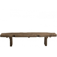 Banc en bois recyclé LASSA - finition marron foncé vieilli - L190 x H46 x P38 cm_1