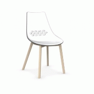 Lot de 2 chaises Jam W transparentes - Assise bicolore blanche et transparente - Piétement en hêtre blanchi - Fabrication italienne_1