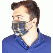 Masque lavable en soie imprimée écossais - doublé coton noir - 2 couches 3 plis - Réf 30274.01.1_1