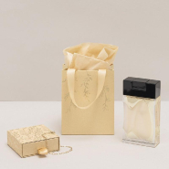 Sac luxe kraft et dorure Feuille d'or poignées ruban 11x6x14cm - par 12_1