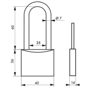 Cadenas à clé Mach 2 - 45 mm anse demi-haute - Corps laiton monobloc et anse acier cémenté_1
