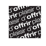 Étiquette cadeau adhésive carrée Plaisir d'offrir noir/blanc 30x30mm - par 500 - boîte distributrice_1