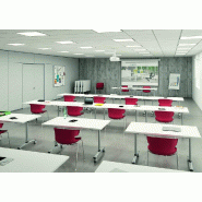 Table de réunion abattante sur roulettes. - Blanc 9010, Gris, 140 x 80 cm_1