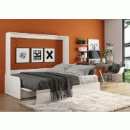 Armoire-lit escamotable VERTIGO SOFA - accoudoirs mélaminés blanc brillant - canapé anthracite - couchage 160x200 cm_1