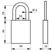 Cadenas à clé Cobble - Aluminium anodisé 38 mm jaune - Double verrouillage, inox, anti-perçage_1