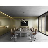 Table de réunion exécutive - pieds chromés - gamme MARKET - plateau imitation bois - dimensions jusqu’à L450cm_1